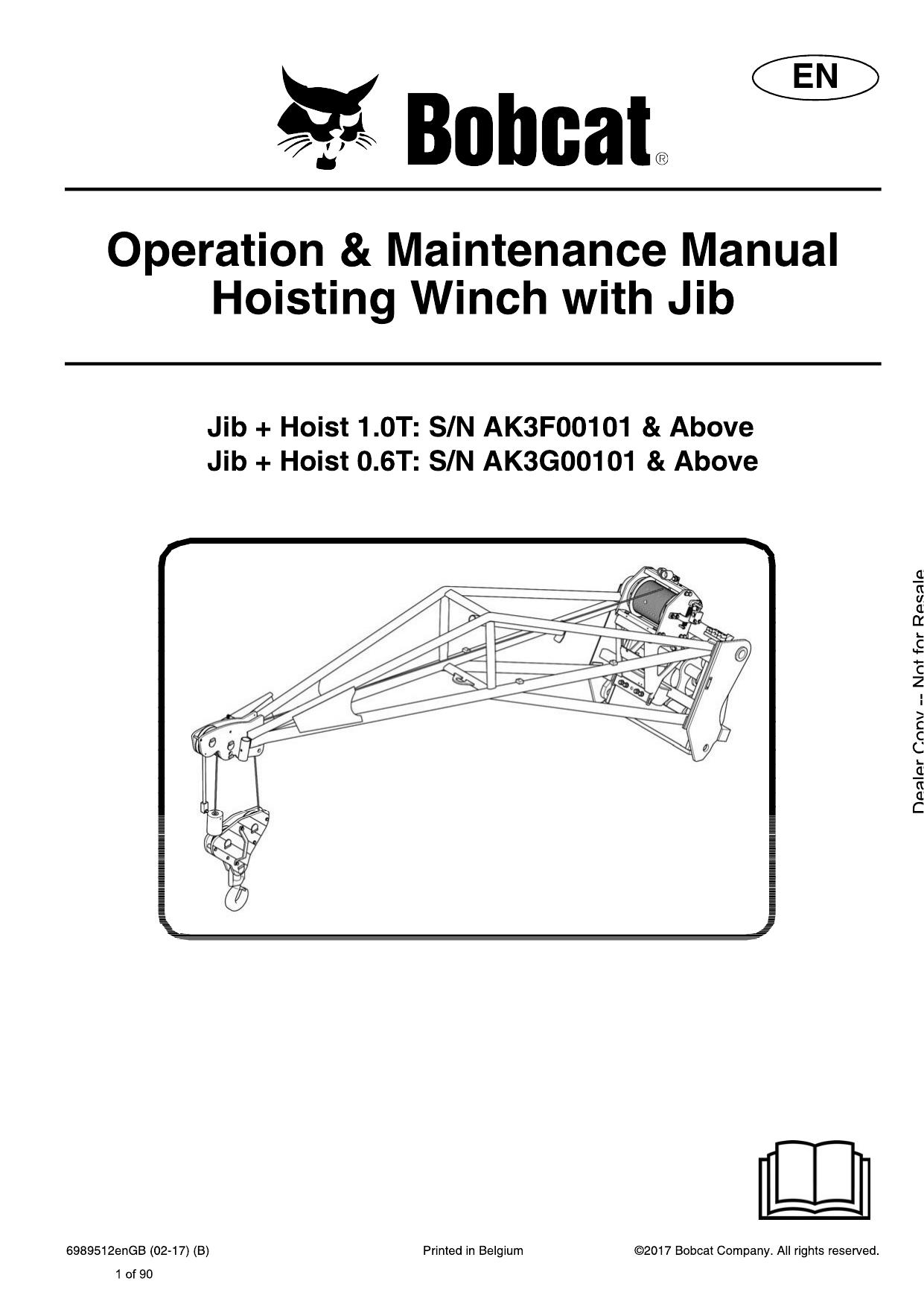 Hoisting Winch with Jib Attachment Operation & Maintenance Manual Bobcat